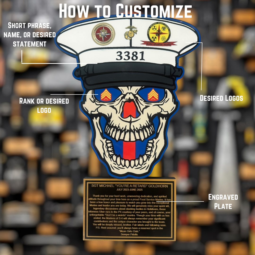 Custom USMC Skull Plaque for Awards and Gifts