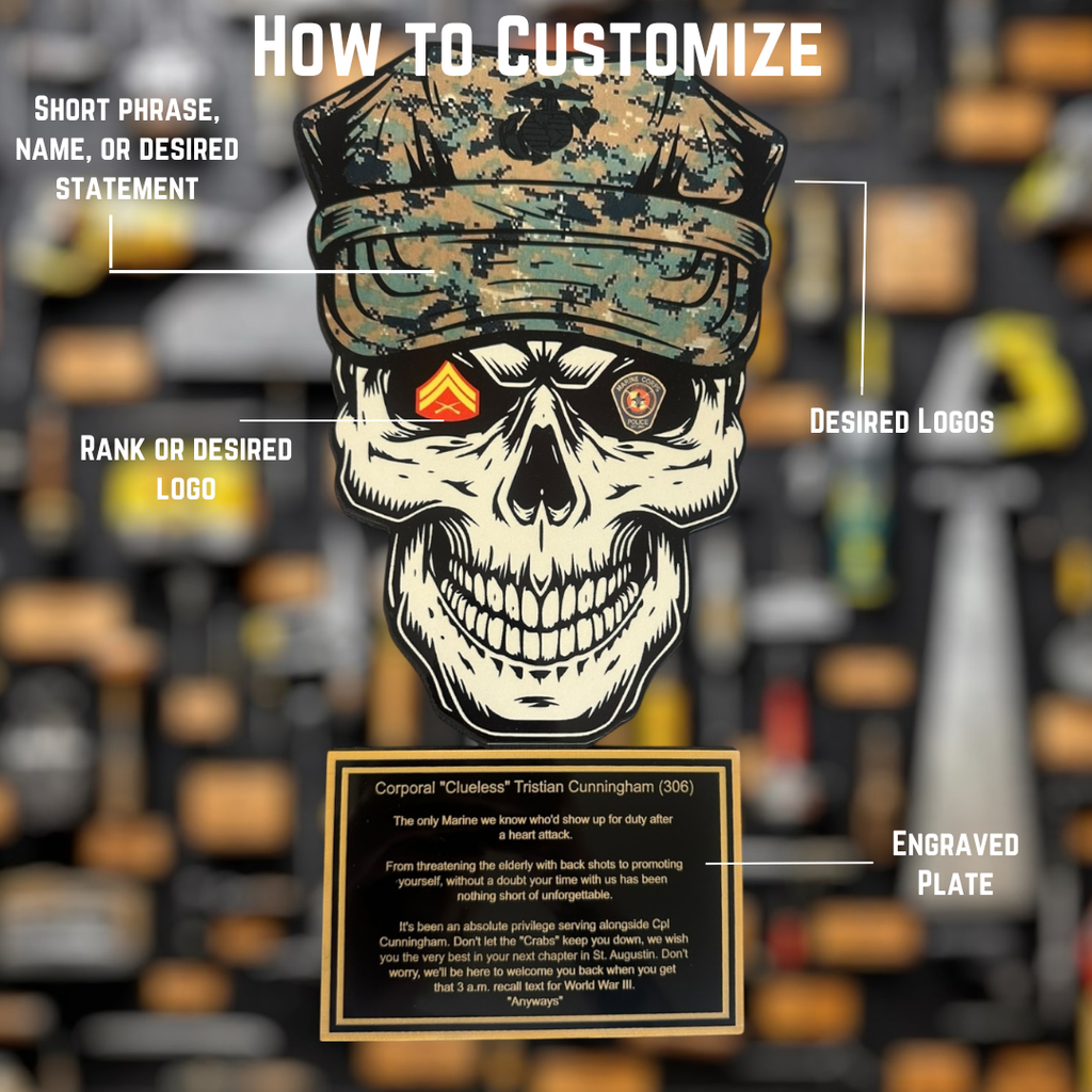 Custom USMC Skull Plaque for Awards and Gifts
