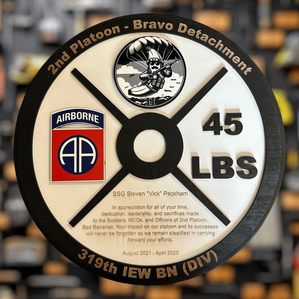 military gift dumbbell weight gift, custom army dumbbell plaque for promotion, army plaque for retirement
