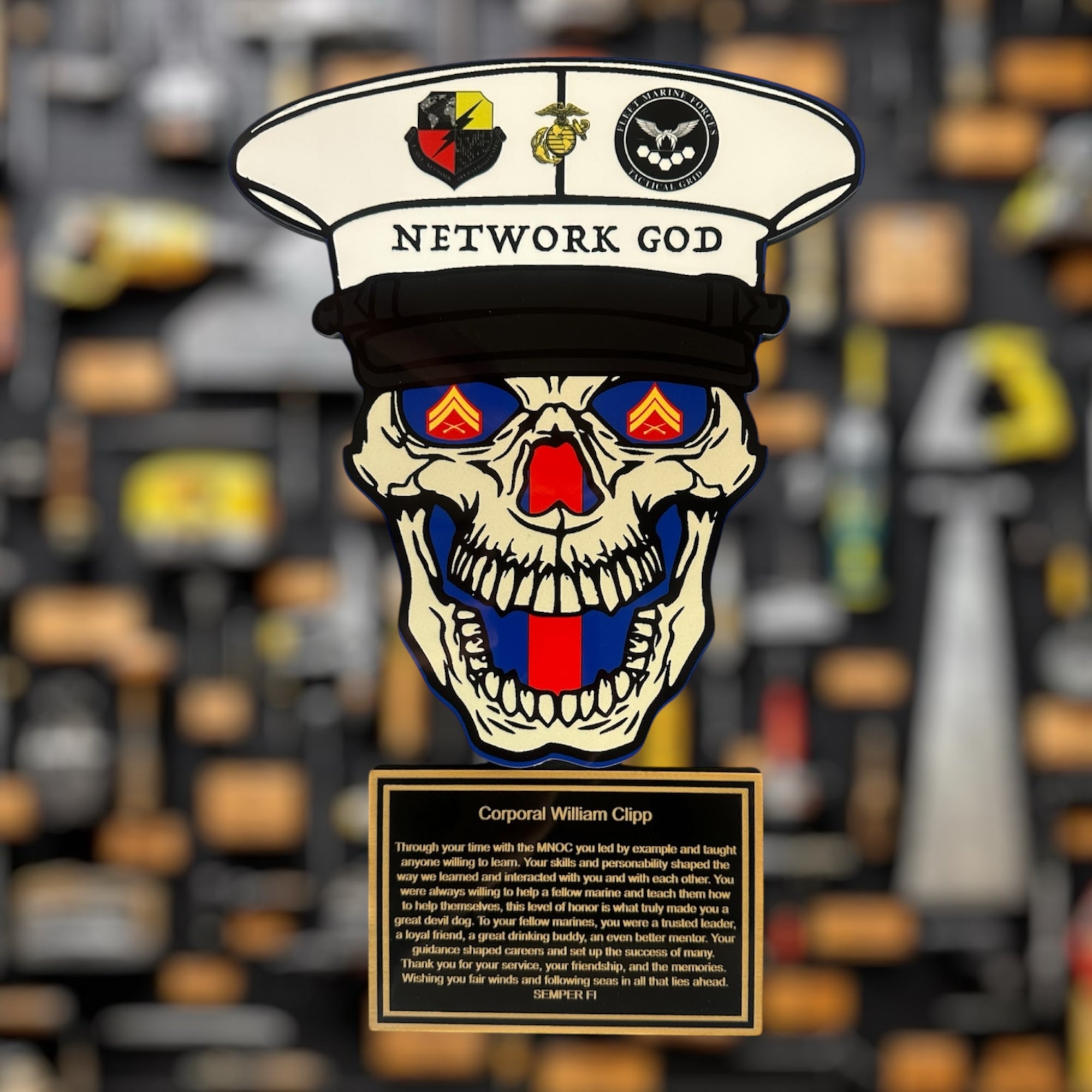 Custom USMC Skull Plaque for Awards and Gifts