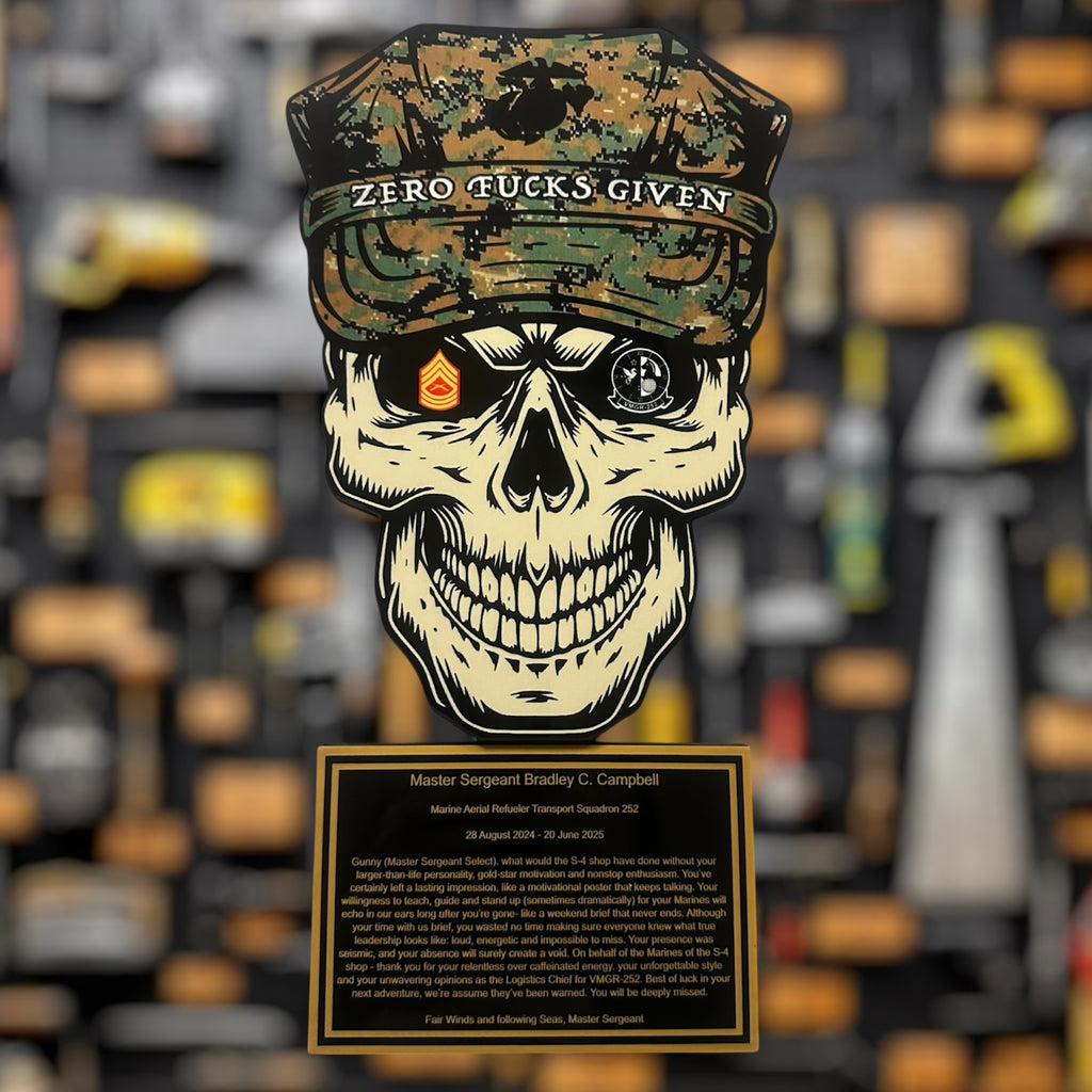 Custom USMC Skull Plaque for Awards and Gifts