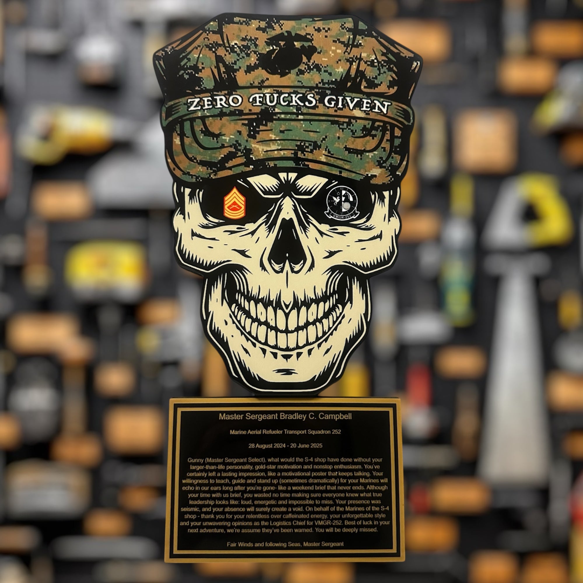 Custom USMC Skull Plaque for Awards and Gifts