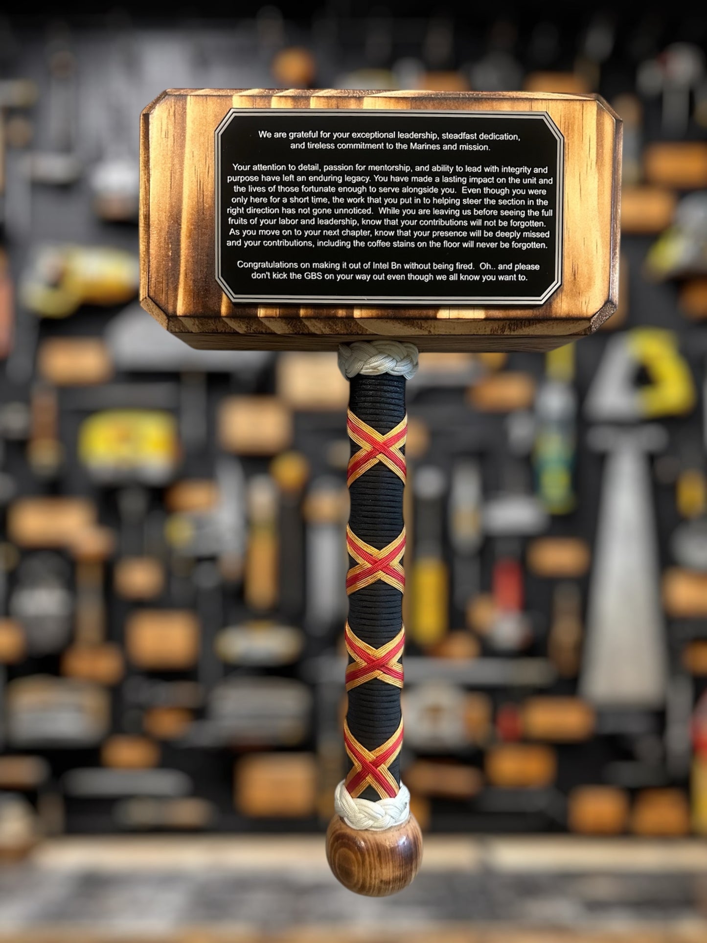 Wooden thor hammer military gift