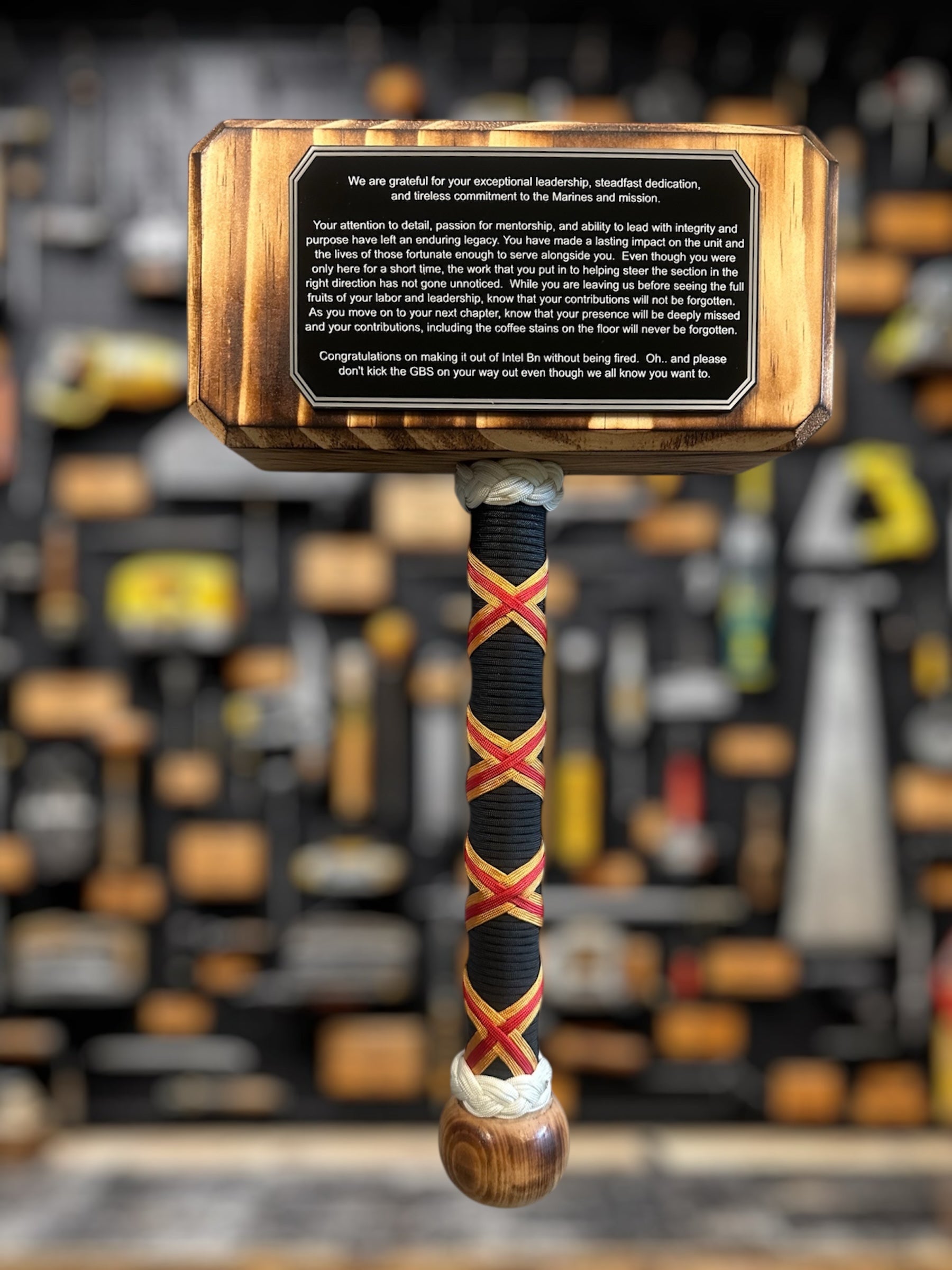 Wooden thor hammer military gift
