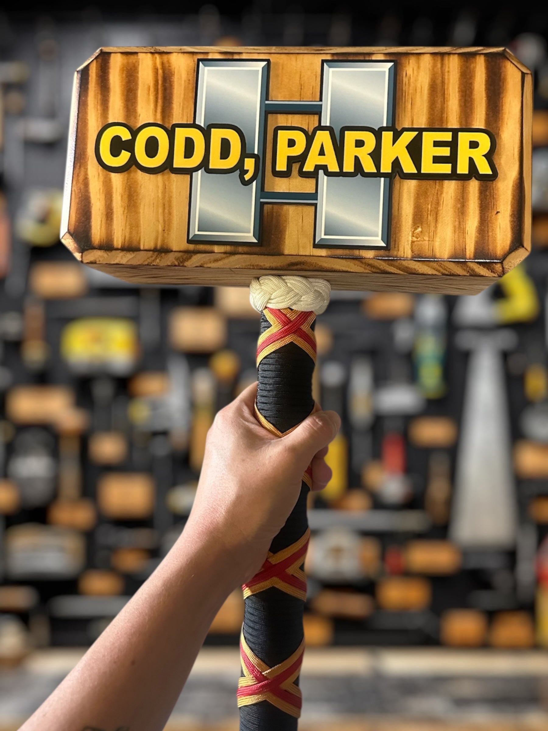 Wooden thor hammer military gift