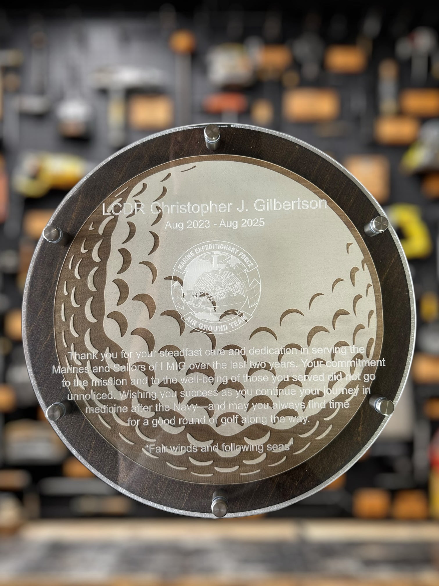Acrylic & Wood Military Plaque –Custom Laser Engraved Award