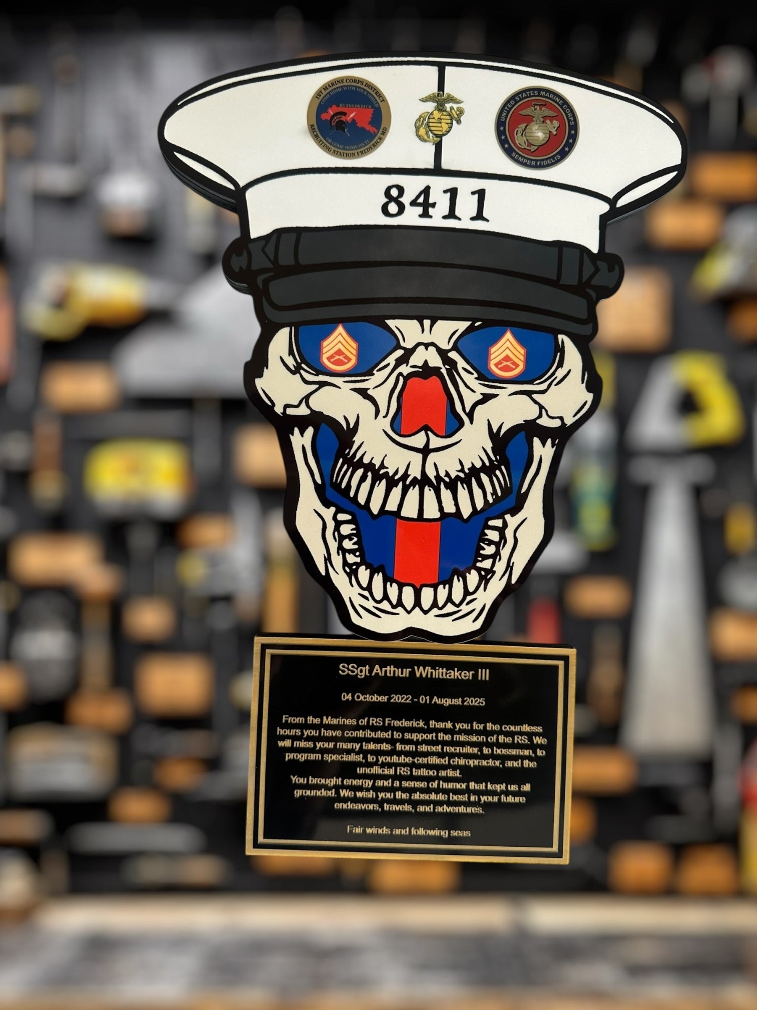 Custom USMC Skull Plaque for Awards and Gifts