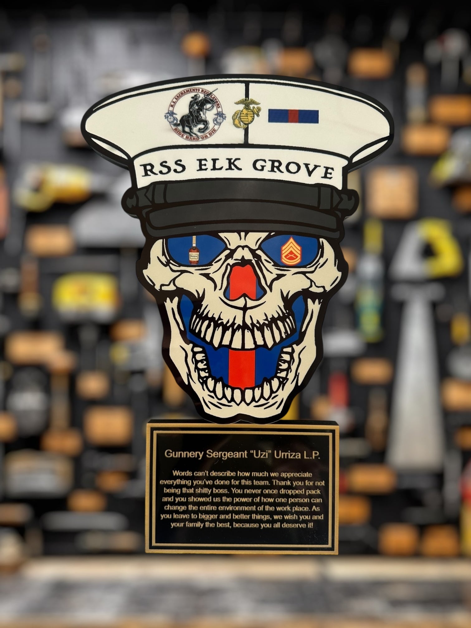 Custom USMC Skull Plaque for Awards and Gifts