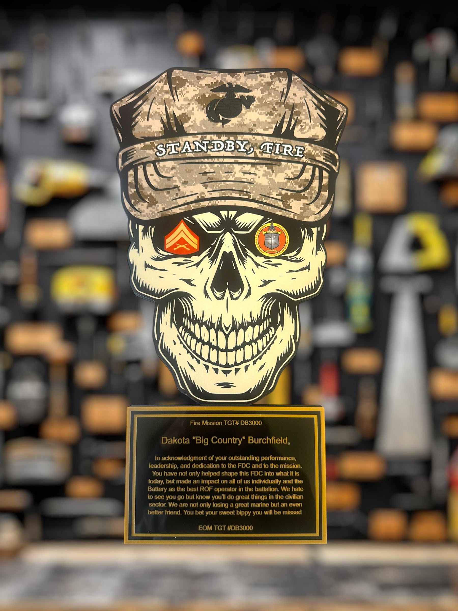 Custom USMC Skull Plaque for Awards and Gifts