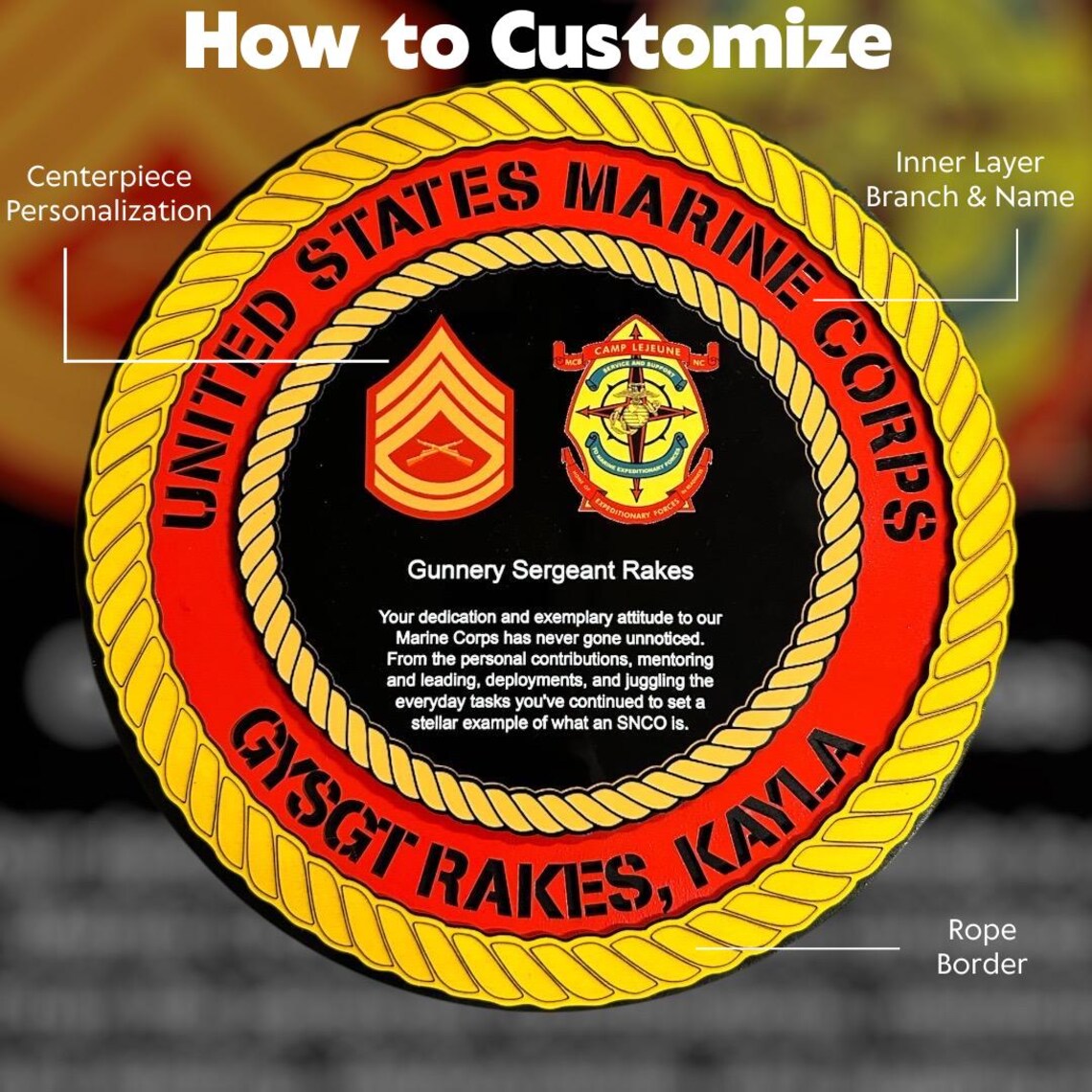 Custom Military Wooden Color Plaque for Awards and Gifts