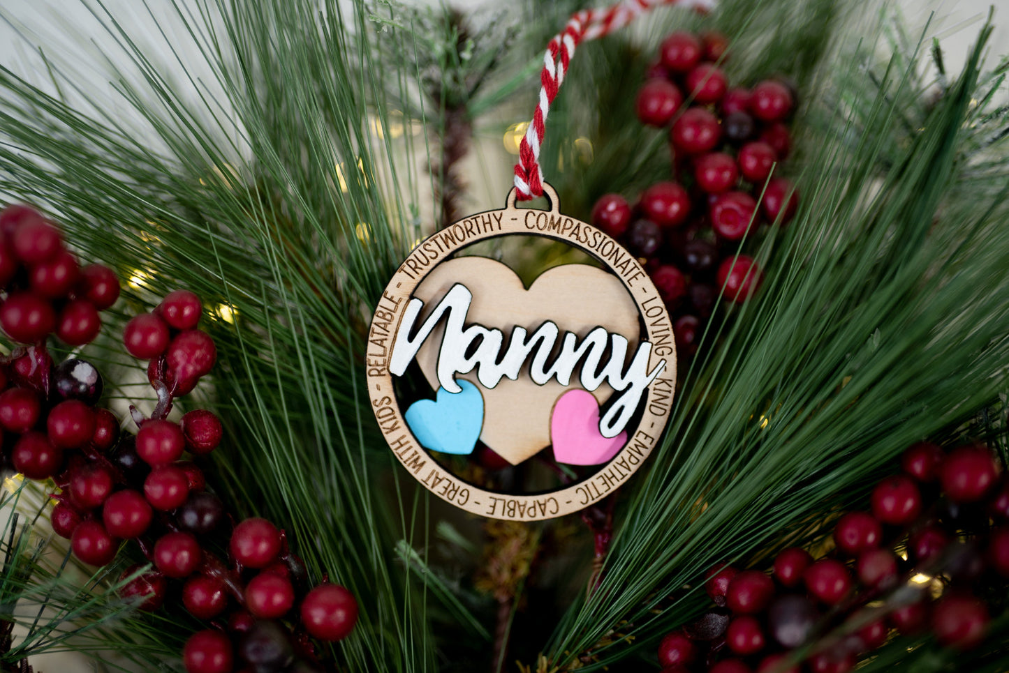 Personalized Nanny Appreciation Christmas Ornament Gift Engraved Holiday Keepsake