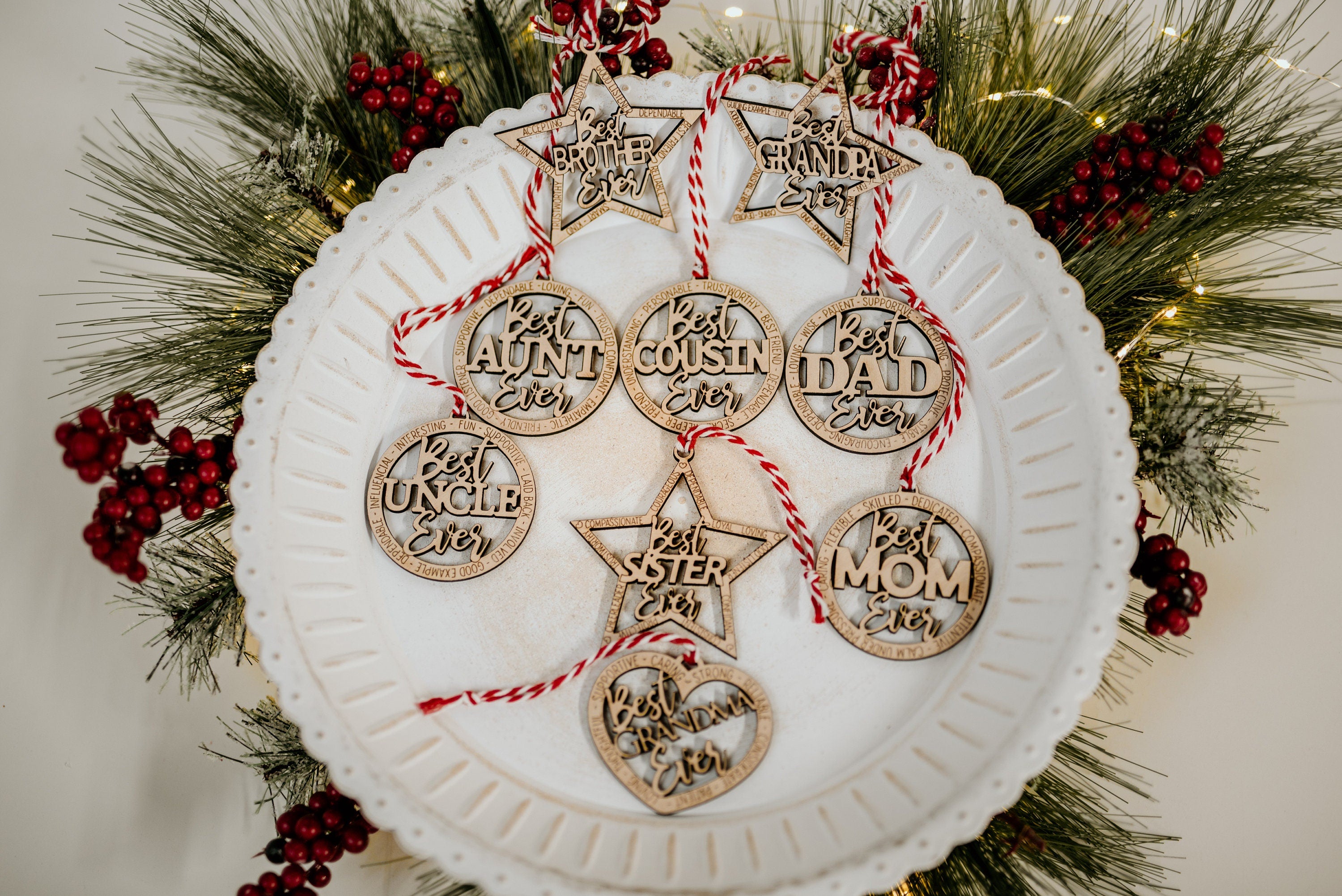 Personalized Family Christmas Ornaments | Brother, Sister, Grandma, Grandpa, Mom, Dad, Uncle, Aunt | Custom Holiday Gift | Unique Christmas Present
