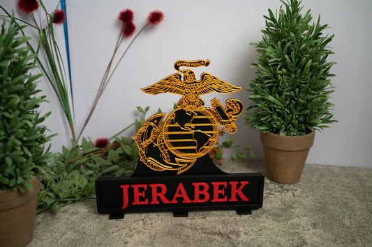 Personalized USMC 3D Printed Military Desk Award Gadget